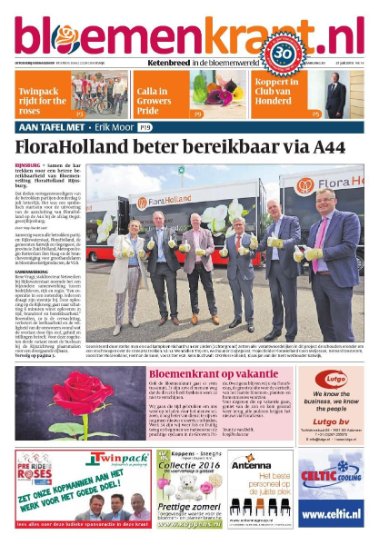 Bloemenkrant, Flora Holland, ontsluiting A44, Uitgeverij Verhagen
